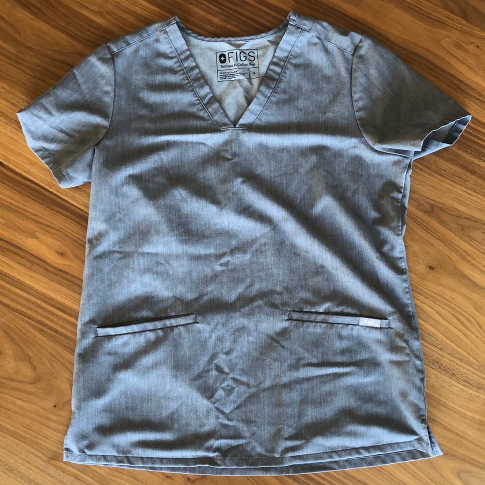 FIGS Scrub Top, Gray, Size Small